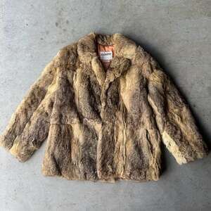Vintage Womens Joubert Dyed Genuine Rabbit Fur Coat Jacket